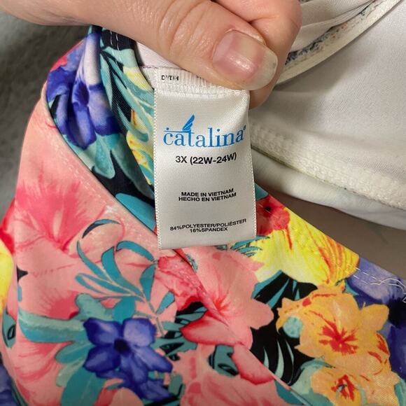 Womens Catalina floral tankini swimsuit top halter plus size flowy beach 3X - Picture 2 of 10